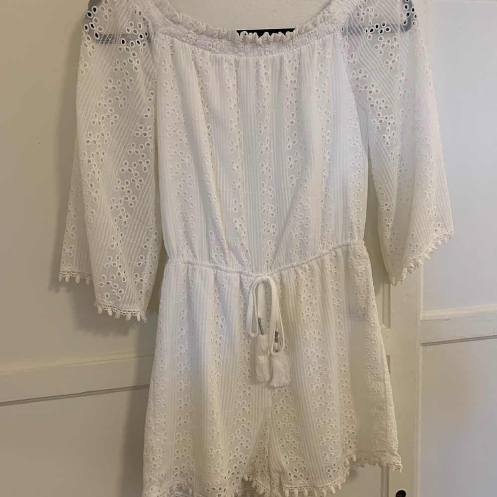 White eyelet romper